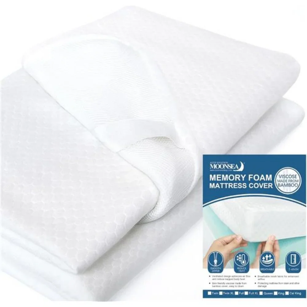 Mattress Topper Cover (Cover Only) Twin Size, 3-4 Inch Zippered Viscose